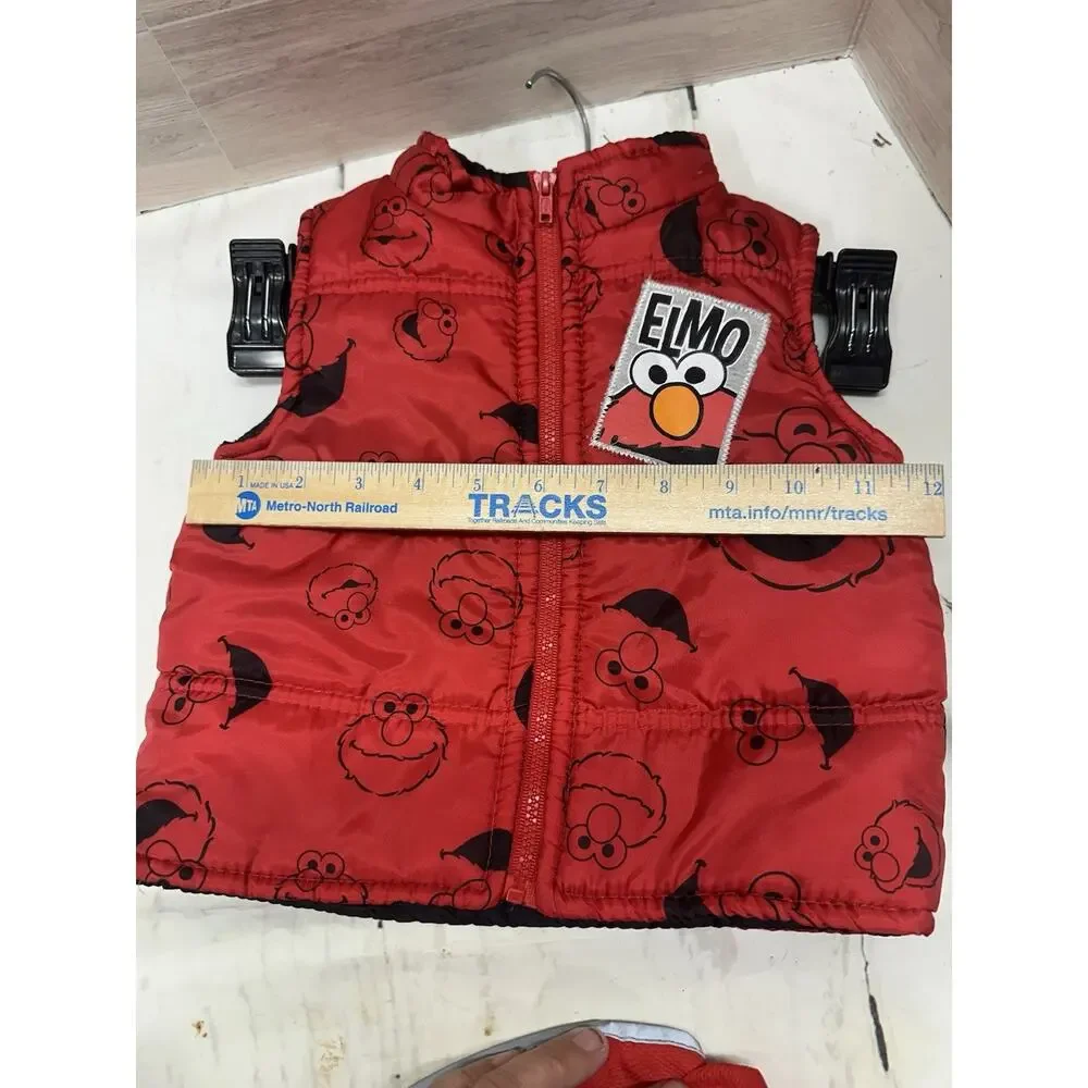 Vintage Sesame Street Elmo Red Puffer Vest Full Zip 18m